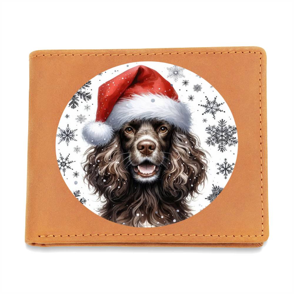 Christmas Dog - American Water Spaniel - Leather Wallet