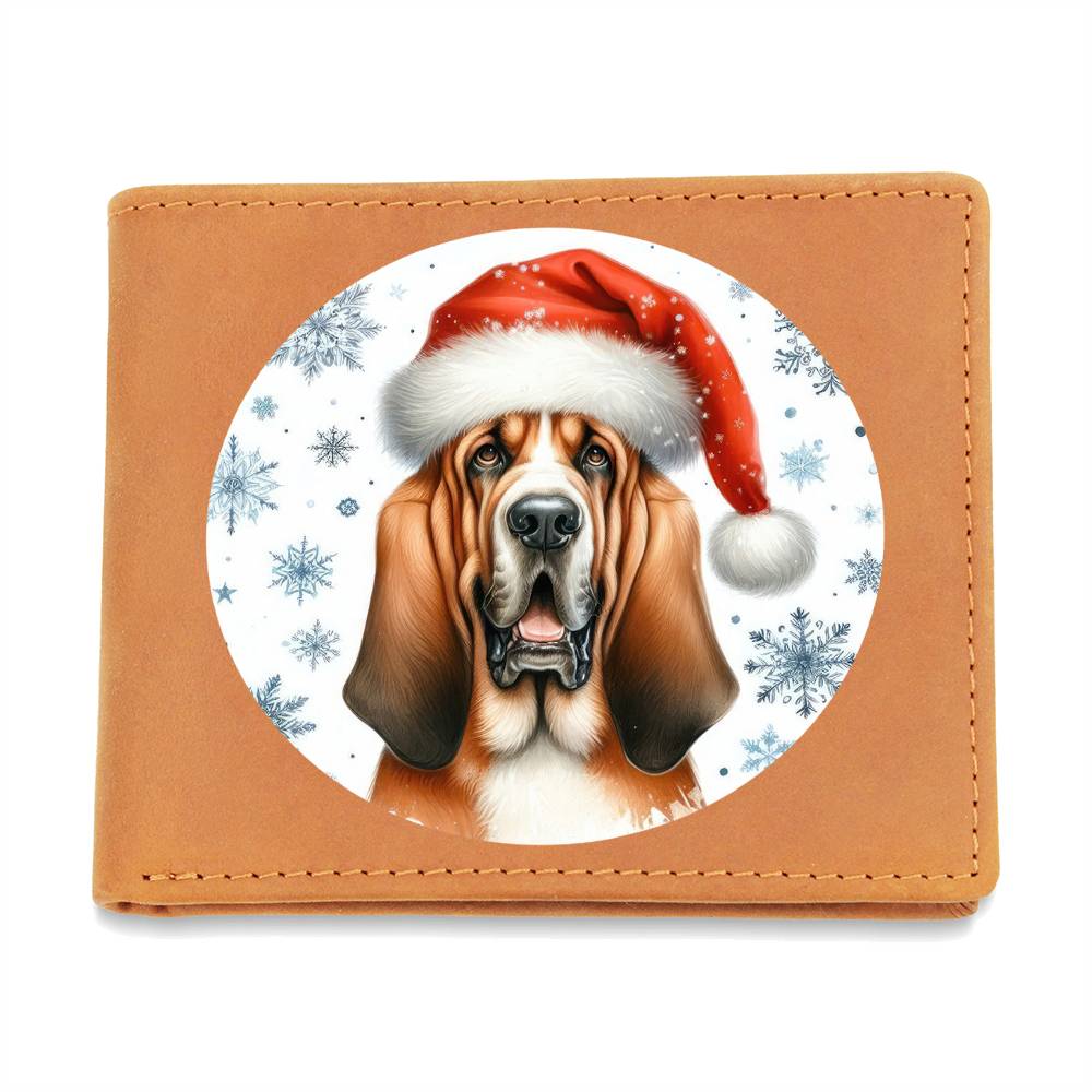 Christmas Dog - Bloodhound - Leather Wallet