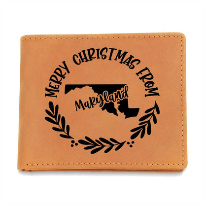 Merry Christmas From Maryland - Leather Wallet
