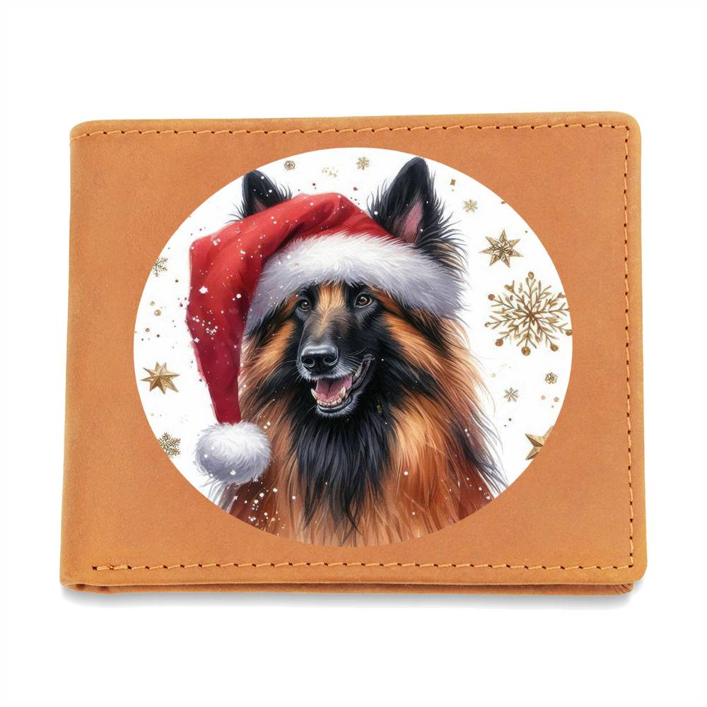 Christmas Dog - Belgian Tervuren - Leather Wallet