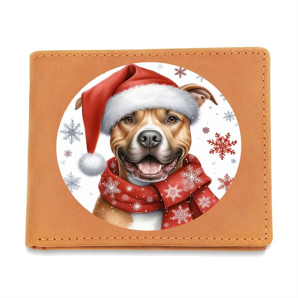 Christmas Dog - American Pit Bull Terrier - Leather Wallet