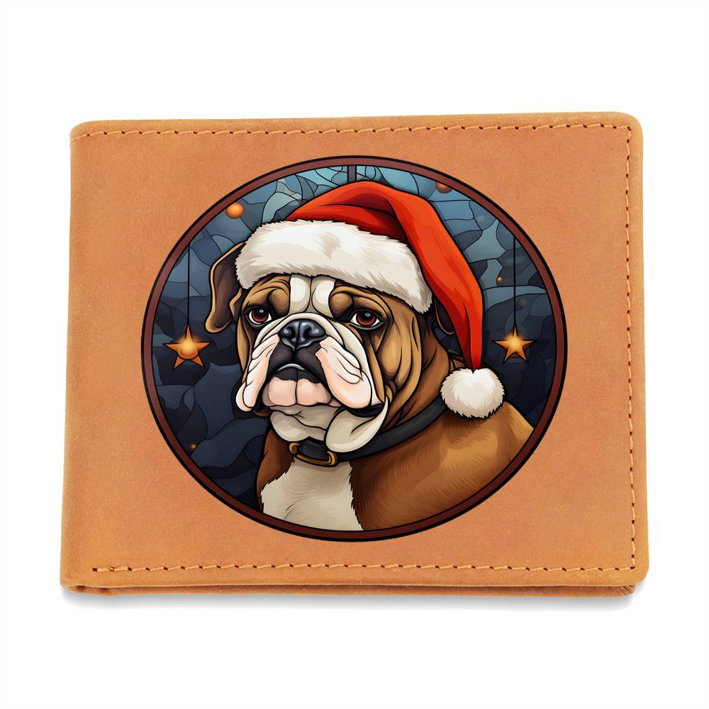 Dog Stained Glass Christmas Design 020 - Leather Wallet