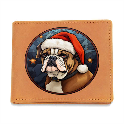 Dog Stained Glass Christmas Design 020 - Leather Wallet