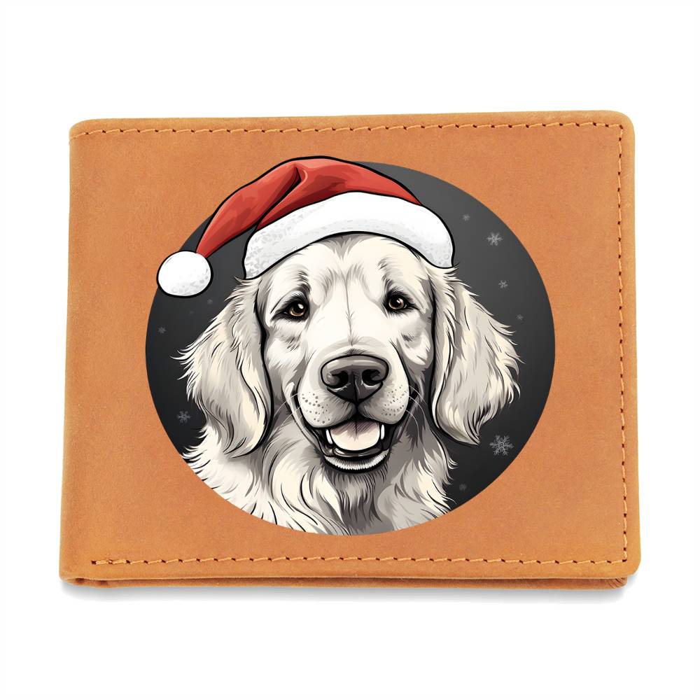 Dog Stained Glass Christmas Design 013 - Leather Wallet