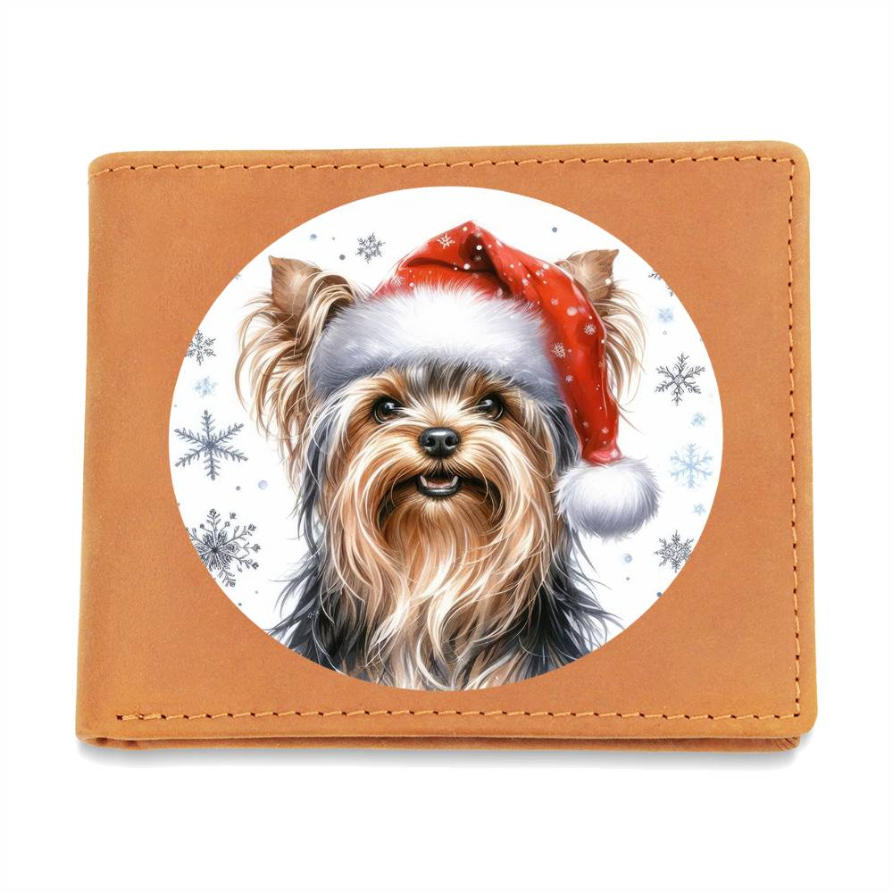 Christmas Dog - Yorkshire Terrier - Leather Wallet