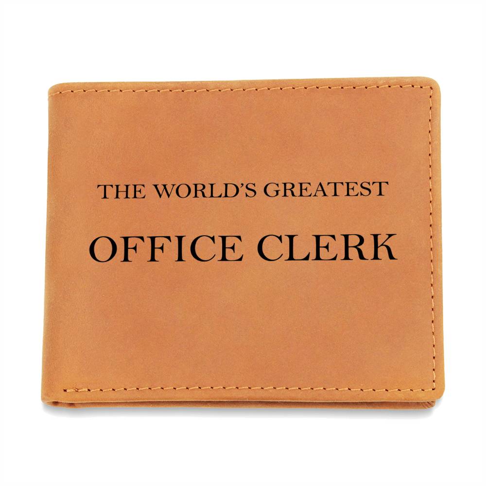 World's Greatest Office Clerk - Leather Wallet
