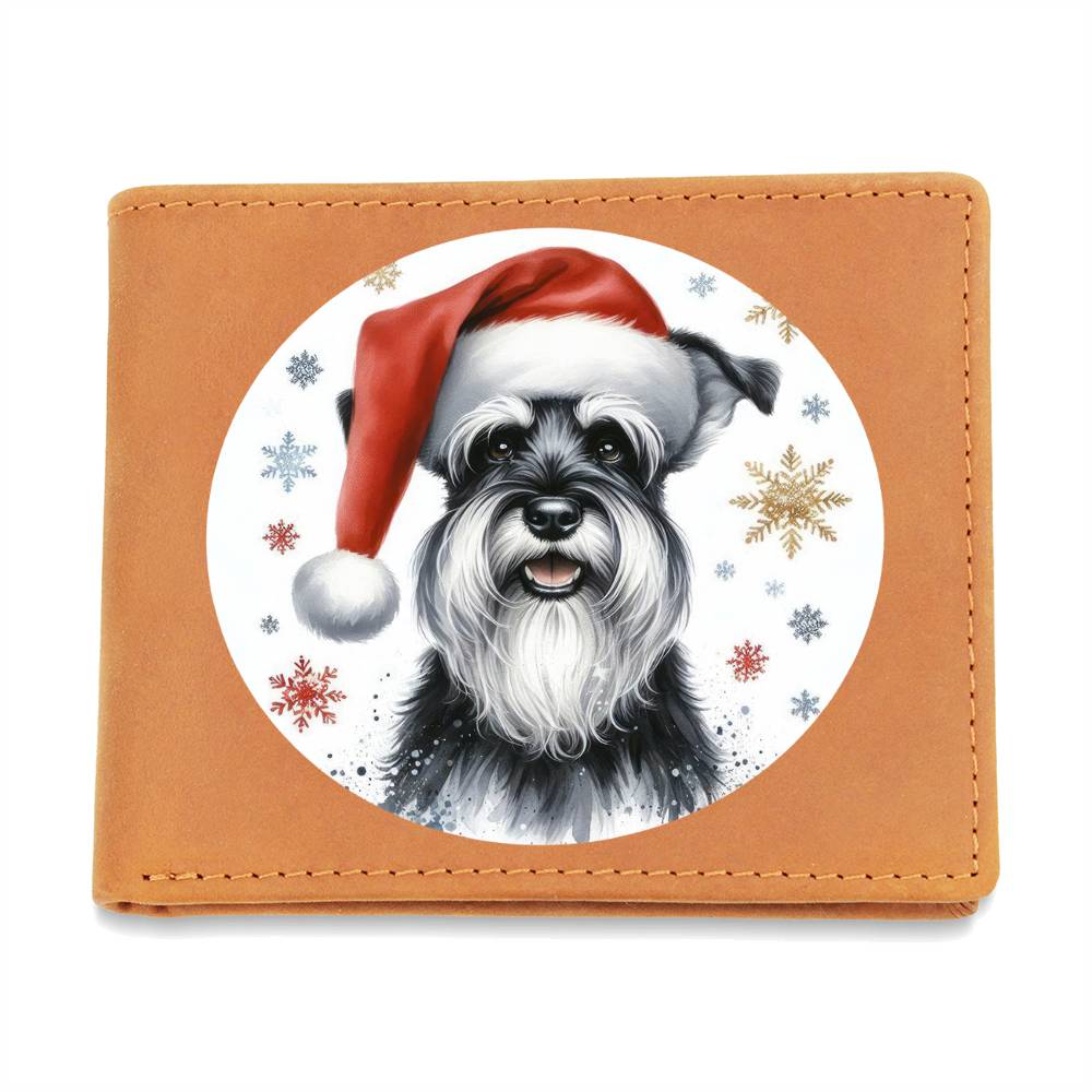 Christmas Dog - Standard Schnauzer - Leather Wallet