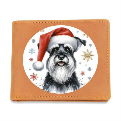 Christmas Dog - Standard Schnauzer - Leather Wallet