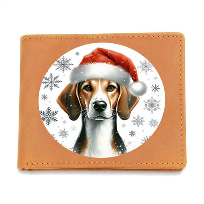 Christmas Dog - American Foxhound  - Leather Wallet