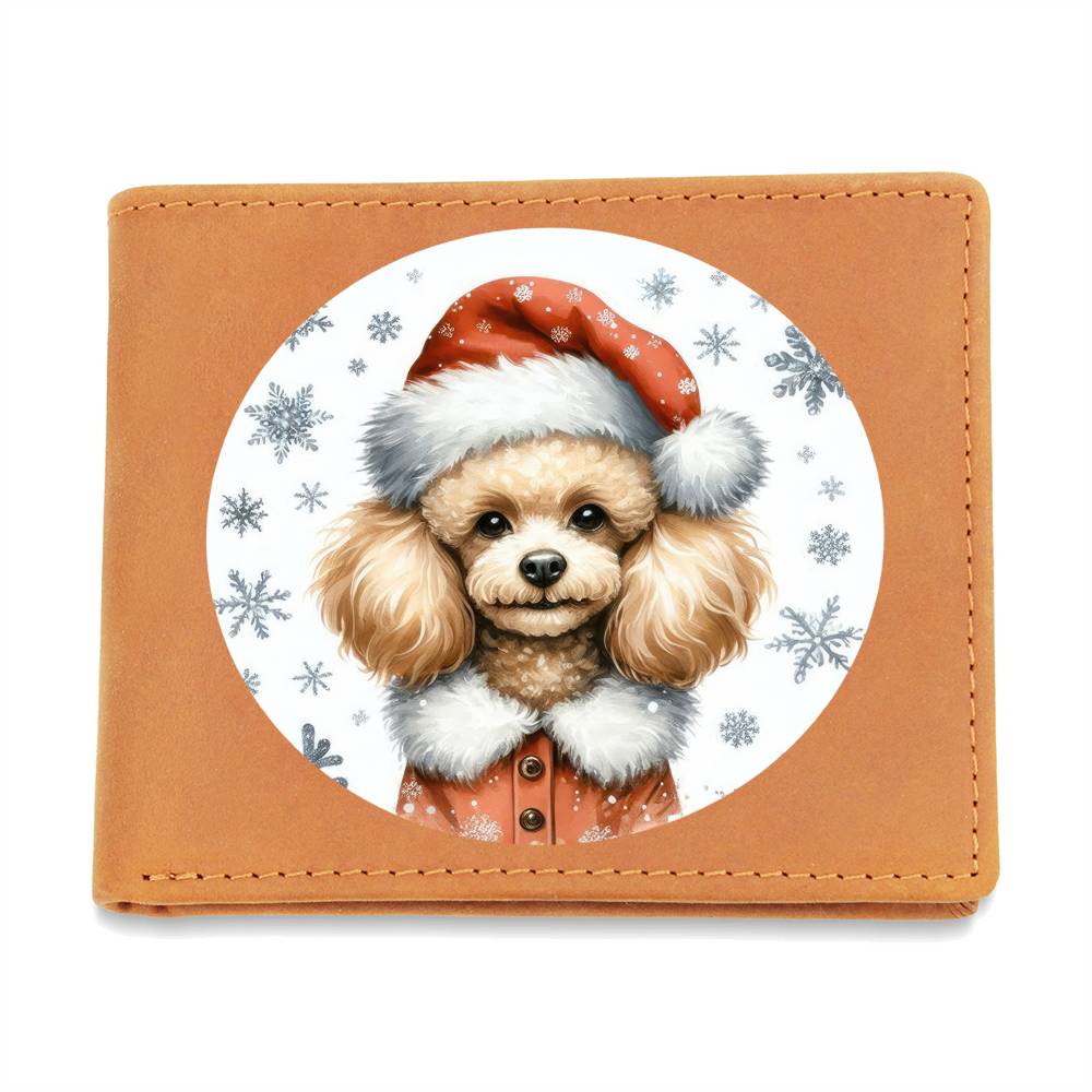 Christmas Dog - Toy Poodle - Leather Wallet