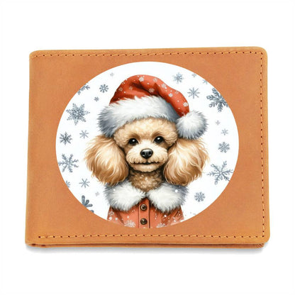 Christmas Dog - Toy Poodle - Leather Wallet