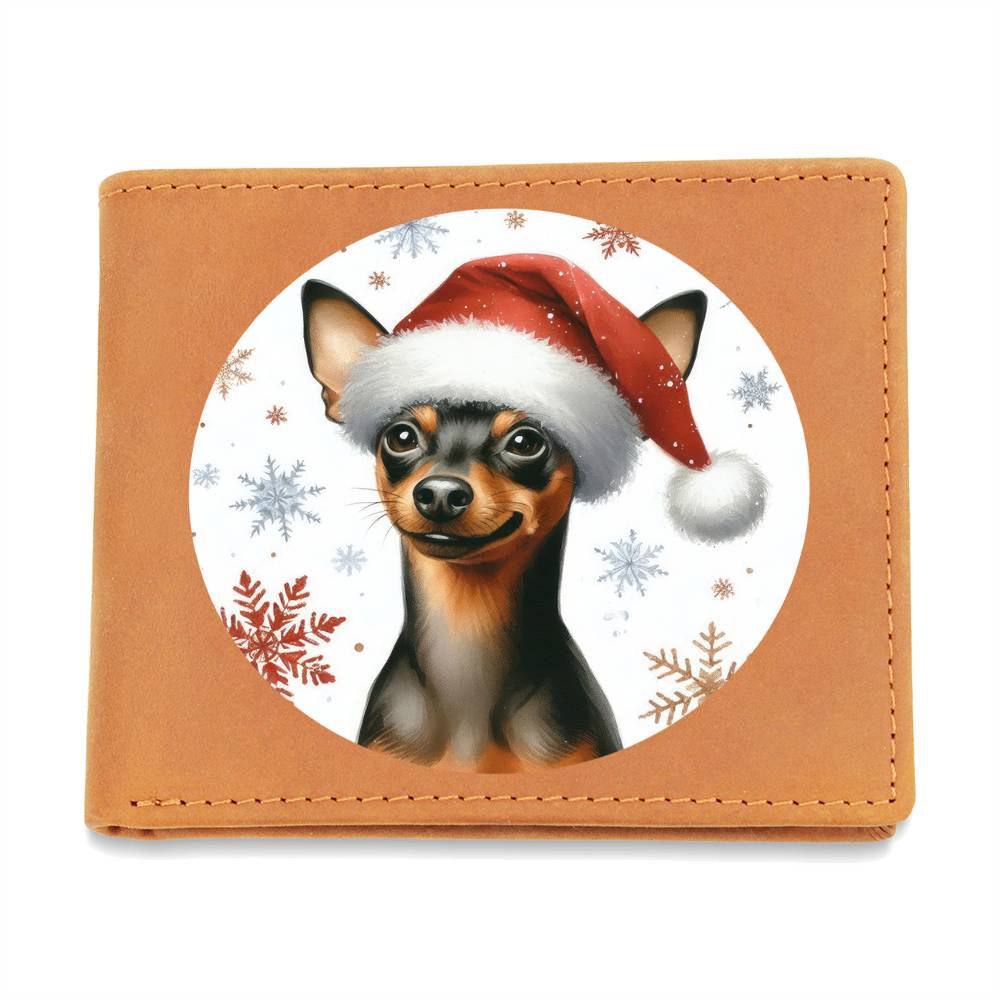 Christmas Dog - Miniature Pinscher - Leather Wallet