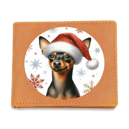 Christmas Dog - Miniature Pinscher - Leather Wallet