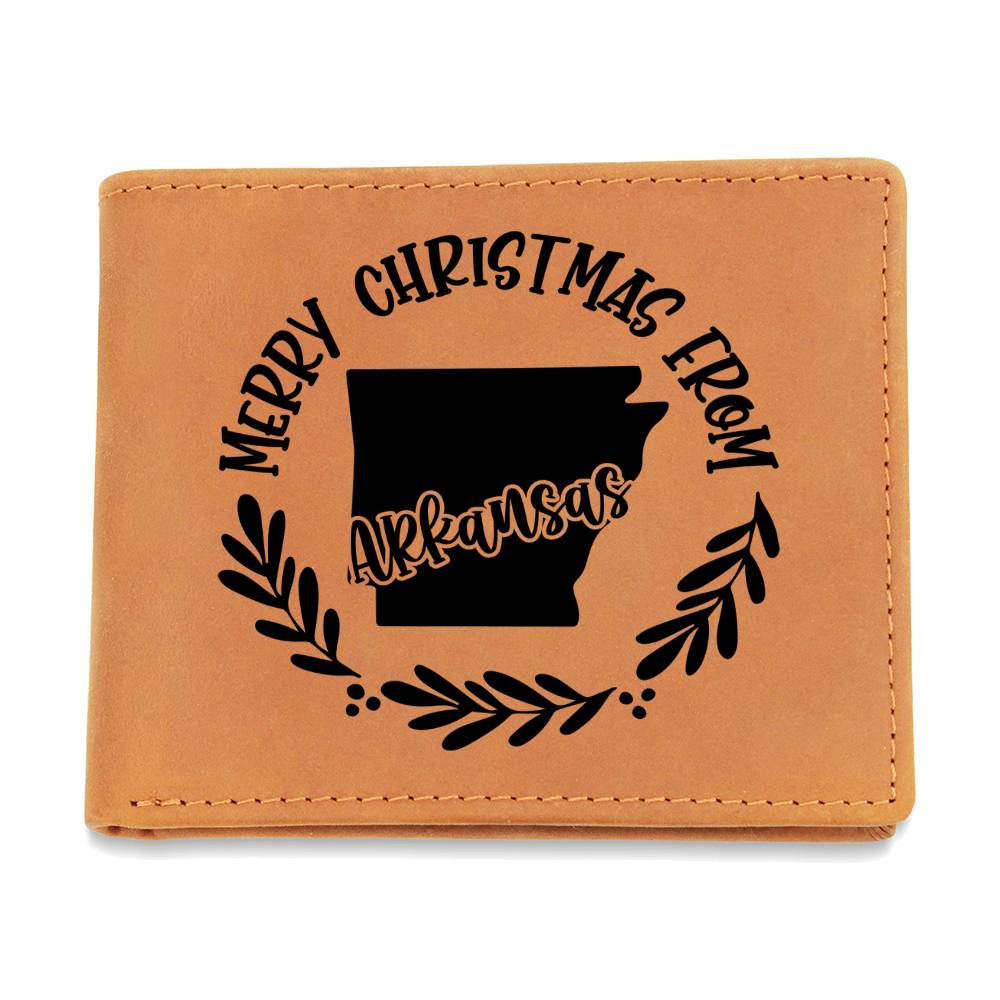 Merry Christmas From Arkansas - Leather Wallet