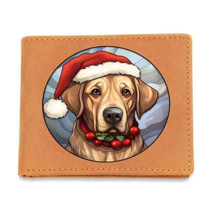 Dog Stained Glass Christmas Design 003 - Leather Wallet
