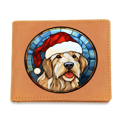 Dog Stained Glass Christmas Design 028 - Leather Wallet