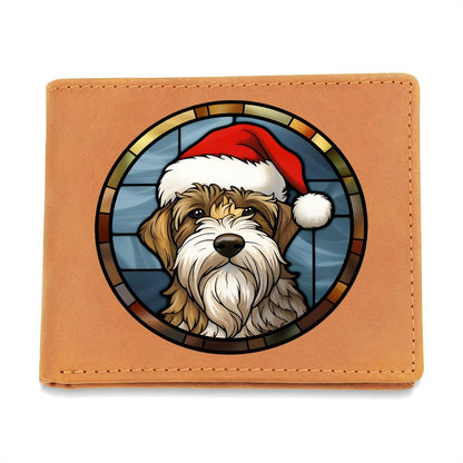 Dog Stained Glass Christmas Design 009 - Leather Wallet