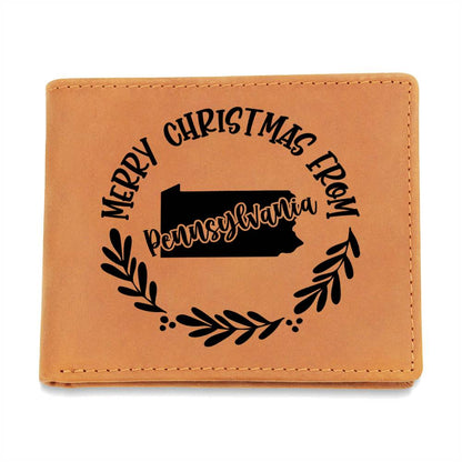 Merry Christmas From Pennsylvania - Leather Wallet