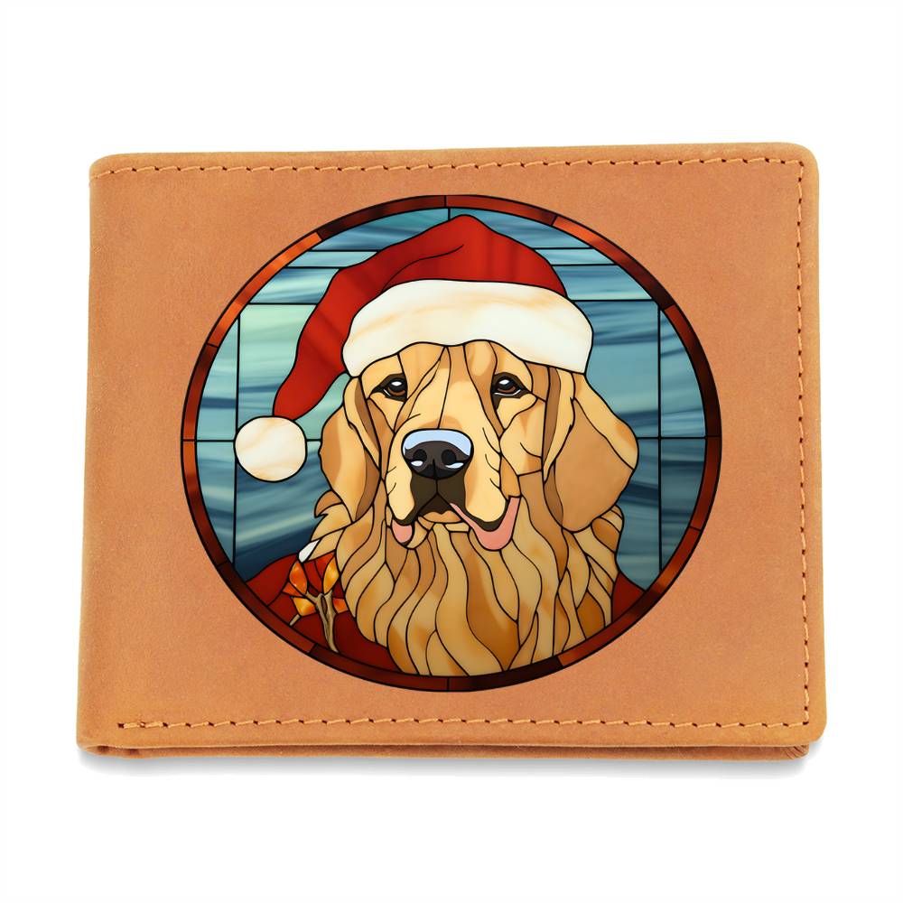 Dog Stained Glass Christmas Design 010 - Leather Wallet