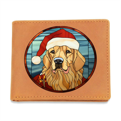 Dog Stained Glass Christmas Design 010 - Leather Wallet