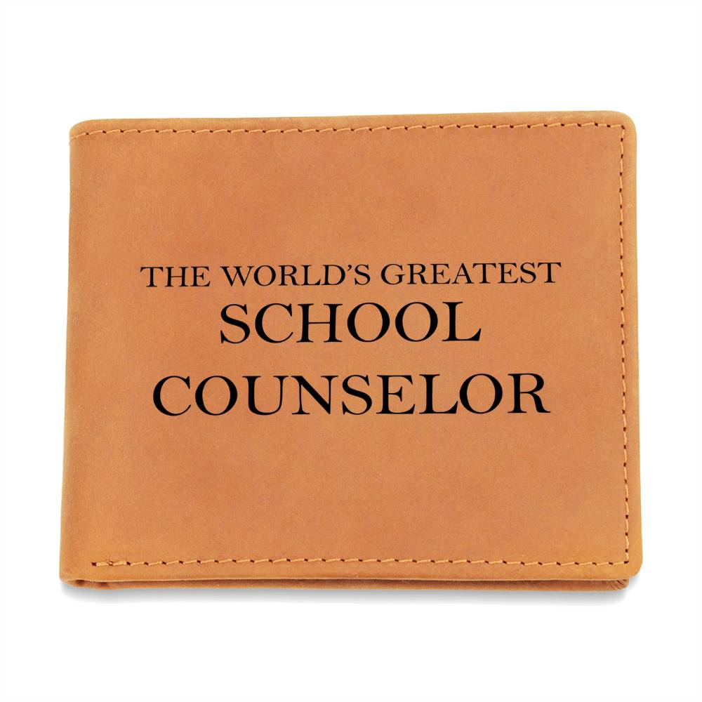 World's Greatest School Counselor - Leather Wallet