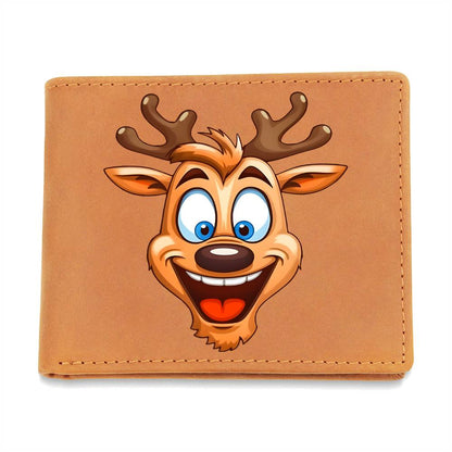 Funny Reindeer Face 04 - Leather Wallet