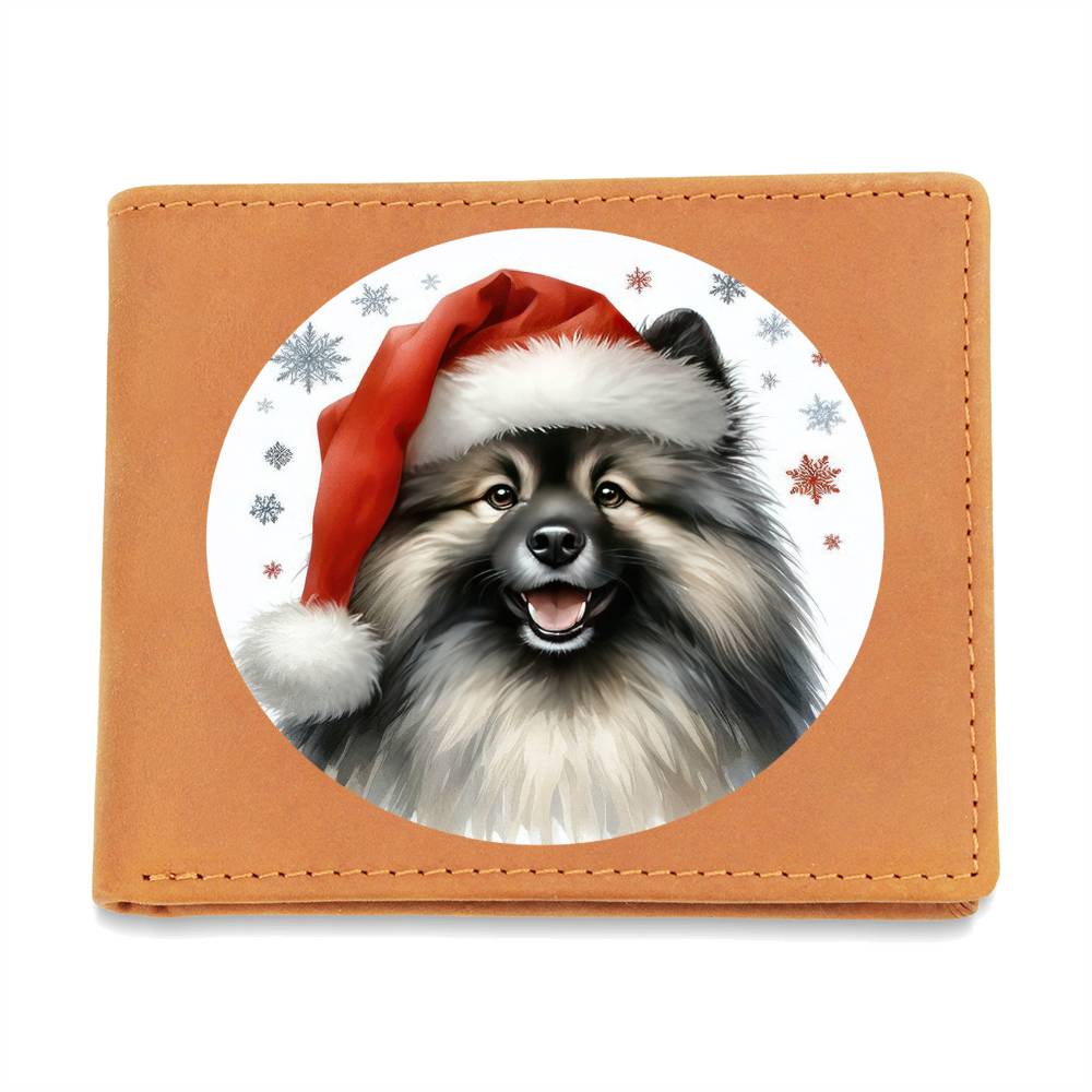 Christmas Dog - Keeshond - Leather Wallet