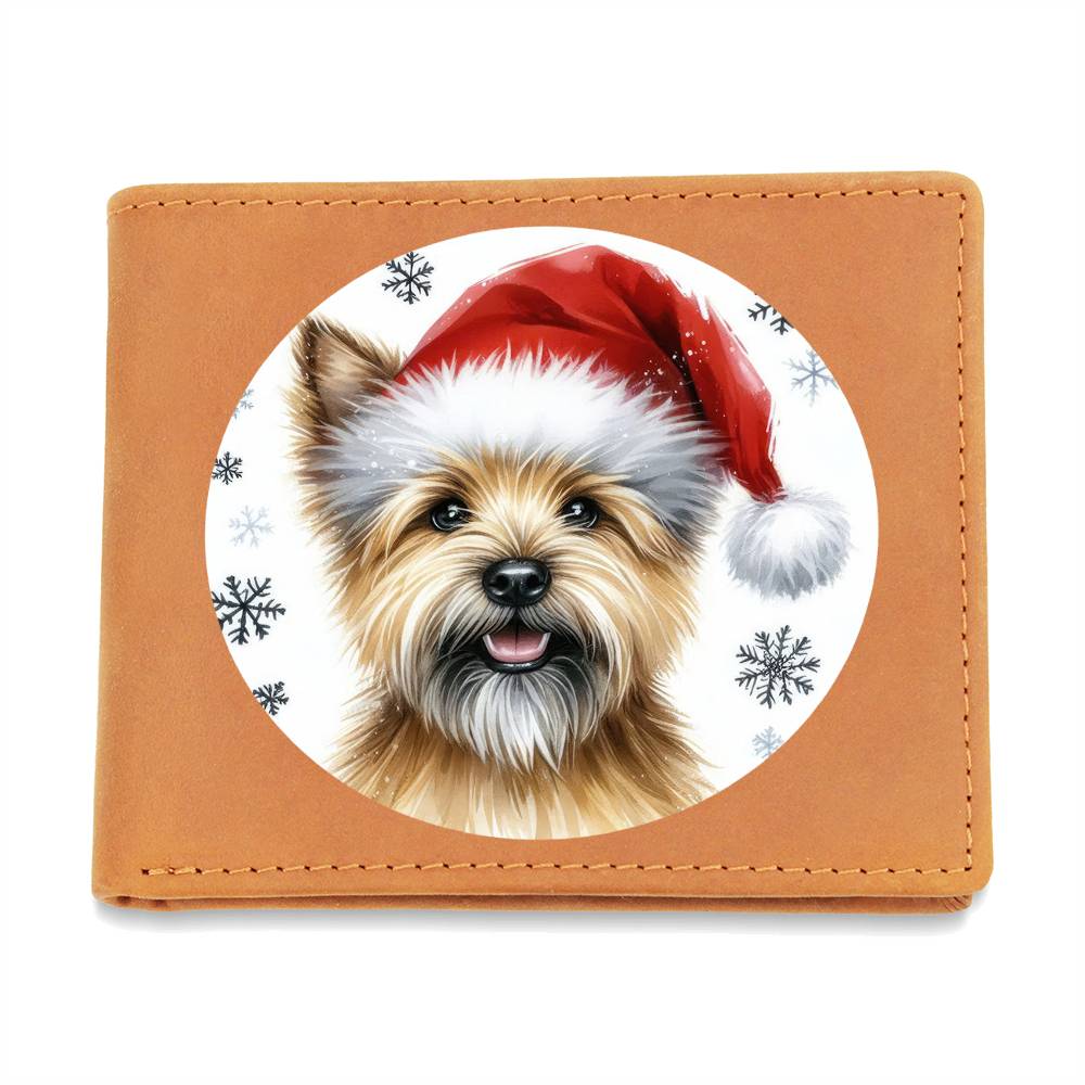 Christmas Dog - Norwich Terrier - Leather Wallet