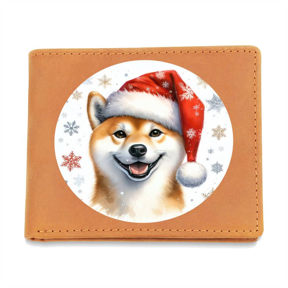 Christmas Dog - Shiba Inu - Leather Wallet