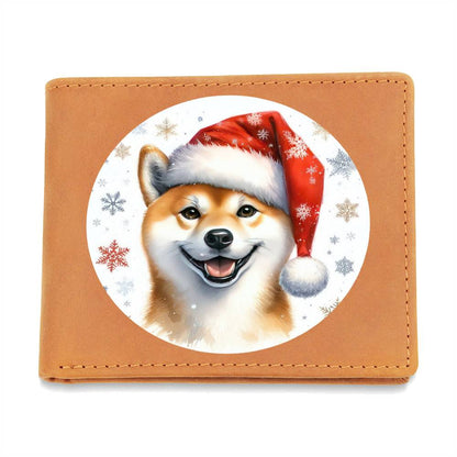 Christmas Dog - Shiba Inu - Leather Wallet