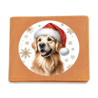 Christmas Dog - Golden Retriever - Leather Wallet