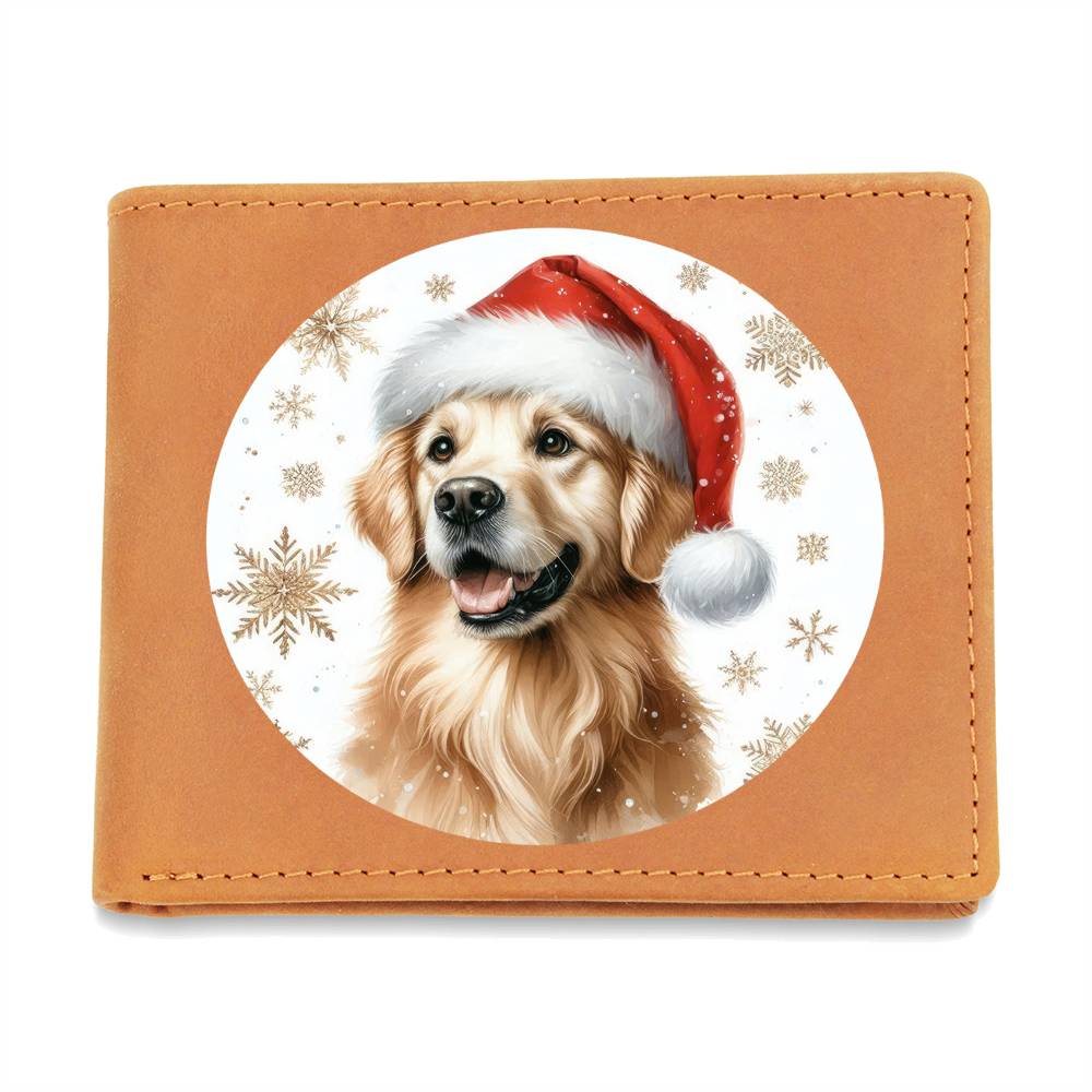 Christmas Dog - Golden Retriever - Leather Wallet