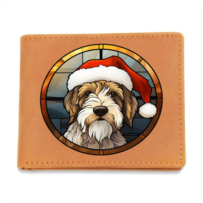 Dog Stained Glass Christmas Design 019 - Leather Wallet