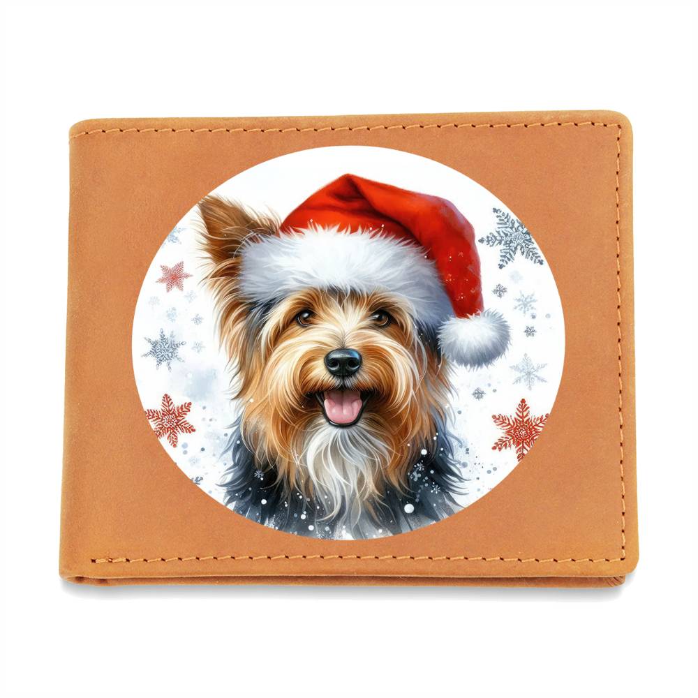 Christmas Dog - Australian Terrier - Leather Wallet