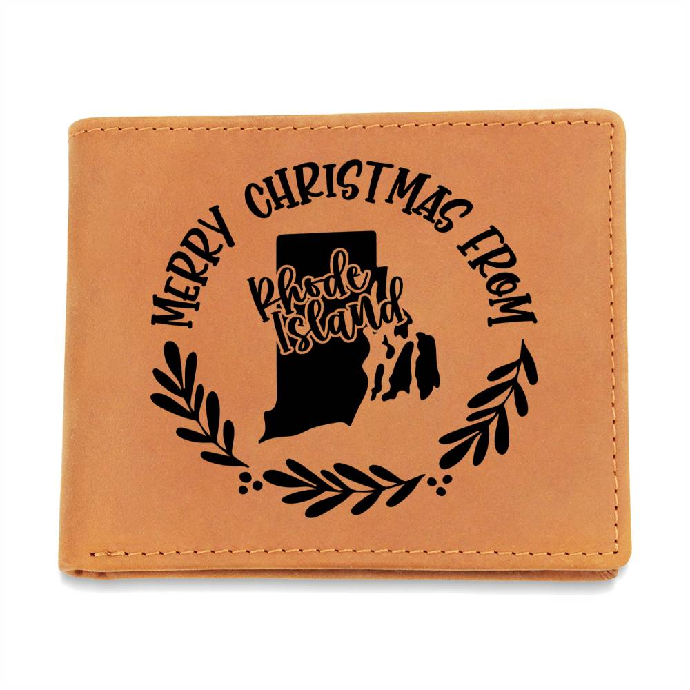 Merry Christmas From Rhode Island - Leather Wallet