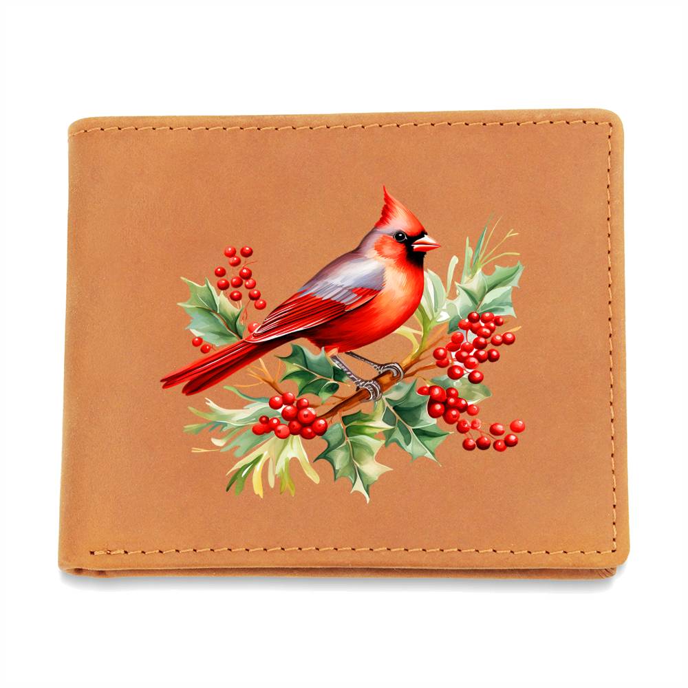 Christmas Cardinal 001 - Leather Wallet