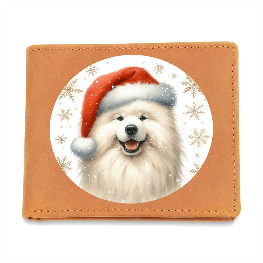 Christmas Dog - Samoyed - Leather Wallet