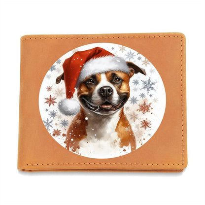 Christmas Dog - American Staffordshire Terrier - Leather Wallet