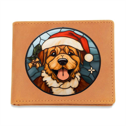 Dog Stained Glass Christmas Design 011 - Leather Wallet