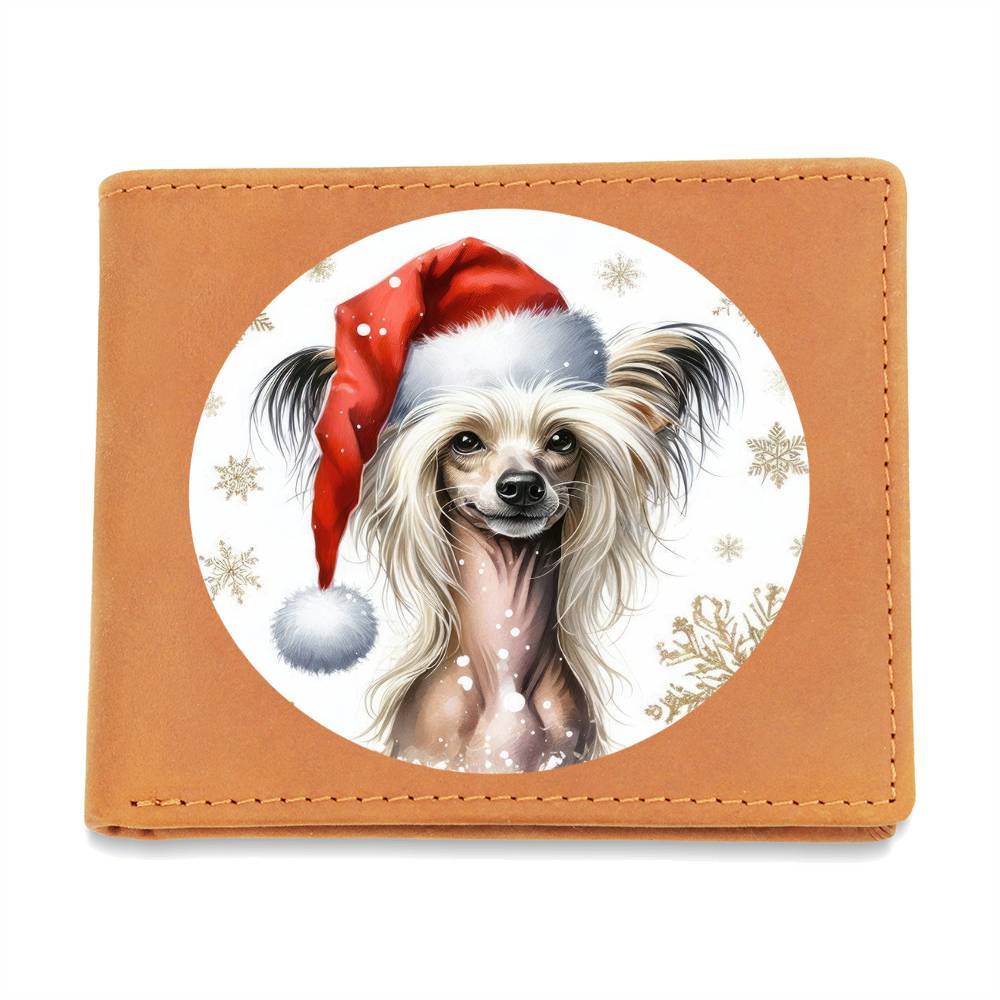 Christmas Dog - Chinese Crested - Leather Wallet