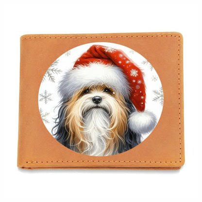 Christmas Dog - Lowchen - Leather Wallet