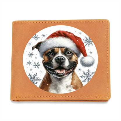 Christmas Dog - Staffordshire Bull Terrier - Leather Wallet