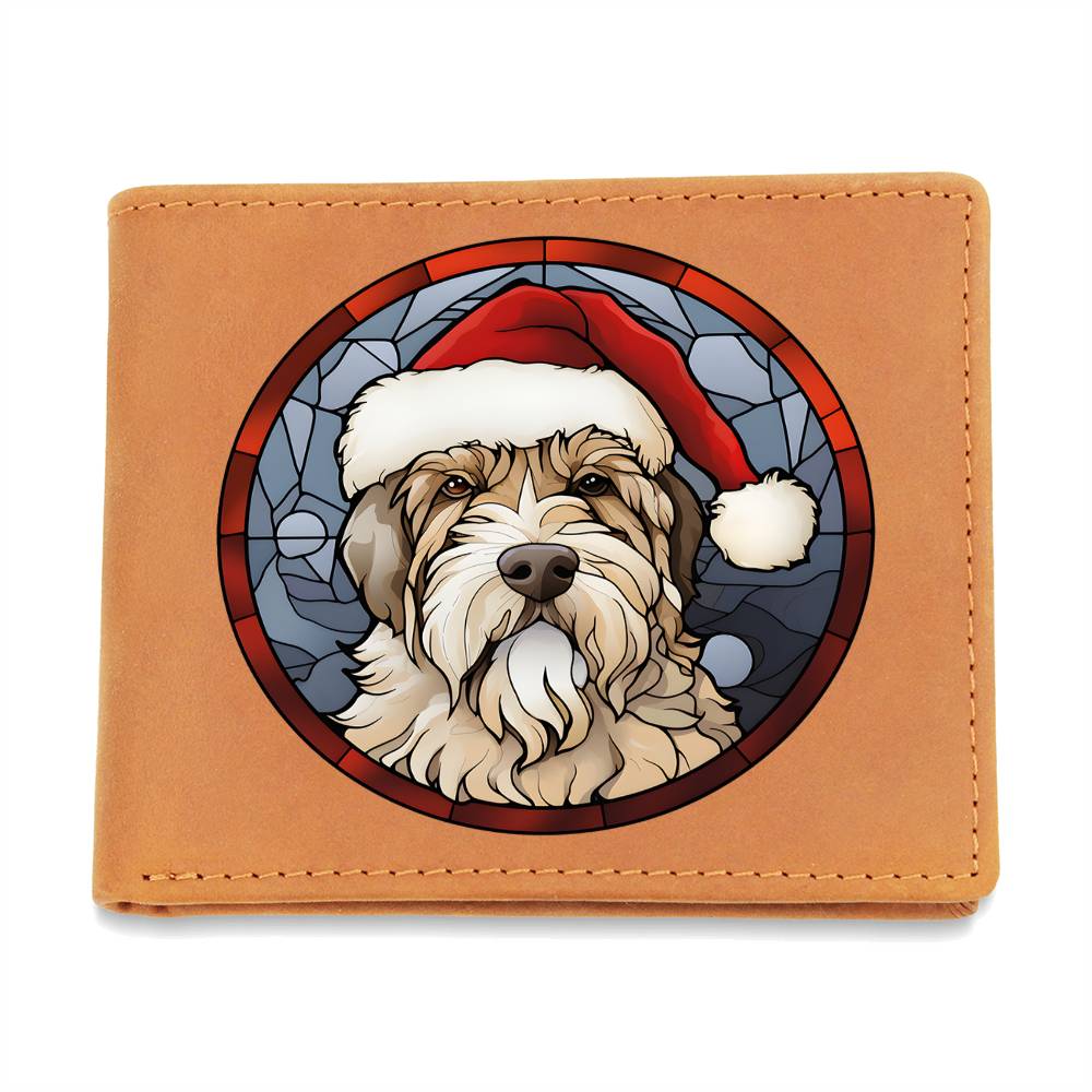 Dog Stained Glass Christmas Design 014 - Leather Wallet