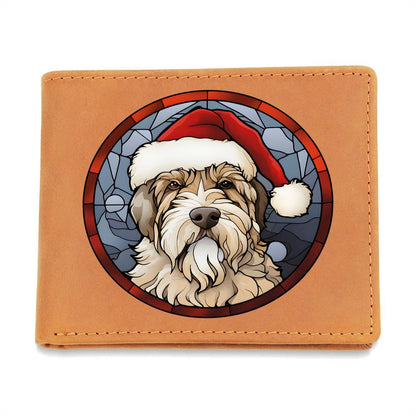 Dog Stained Glass Christmas Design 014 - Leather Wallet