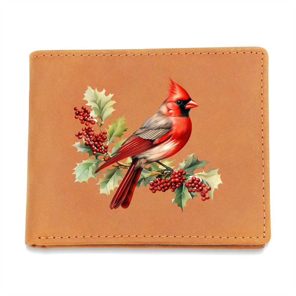 Christmas Cardinal 002 - Leather Wallet