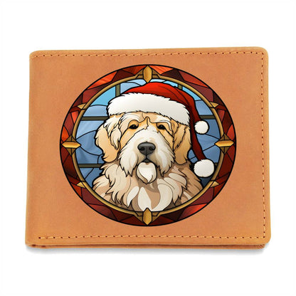 Dog Stained Glass Christmas Design 025 - Leather Wallet