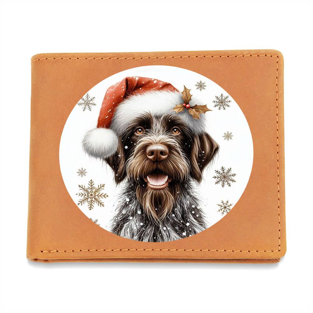 Christmas Dog - German Wirehaired Pointer - Leather Wallet
