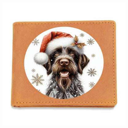 Christmas Dog - German Wirehaired Pointer - Leather Wallet