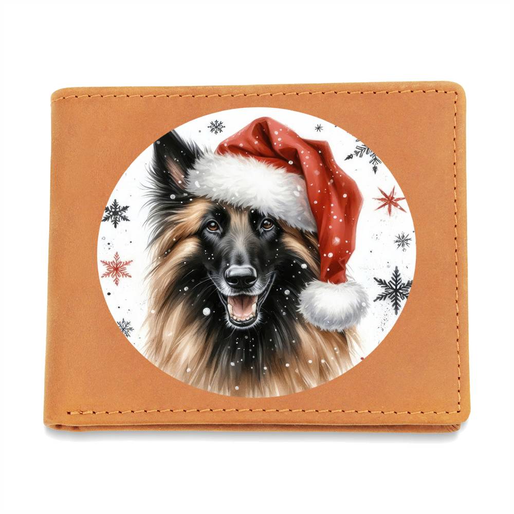 Christmas Dog - Belgian Shepherd Laekenois - Leather Wallet