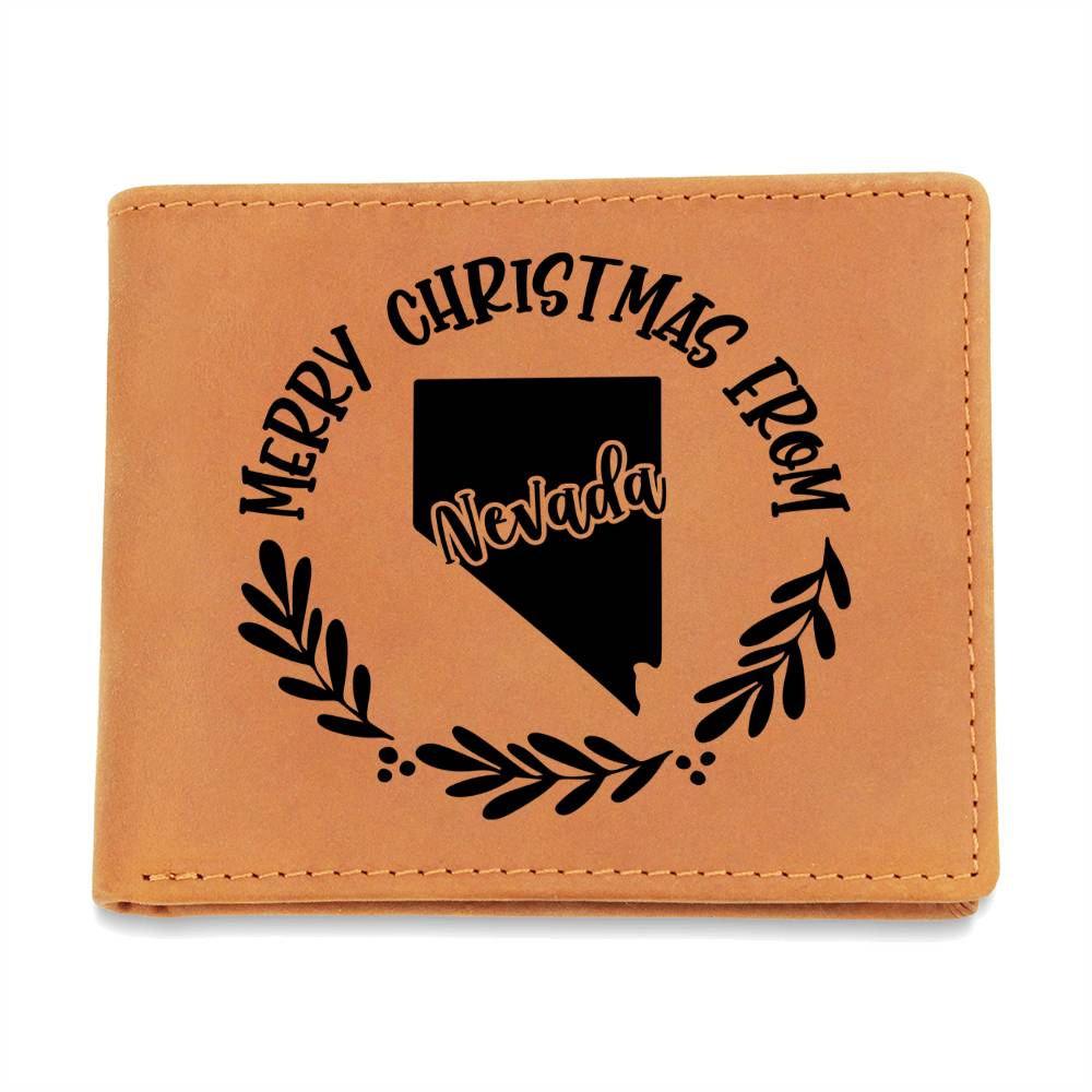 Merry Christmas From Nevada - Leather Wallet